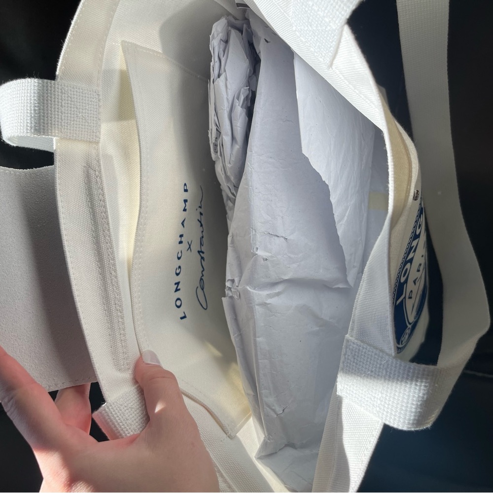 Longchamp White and Blue Tote Bag - Picture 4 of 4